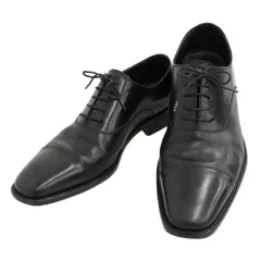 美品 エルメネジルドゼニア Ermenegildo Zegna 現行高級タグ キャップトゥ つま先スクエア レースアップ シューズ メンズ 黒 8 1/2 EE 26.5‐27cmのサムネイル