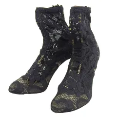 超美品 ドルチェ＆ガッバーナ DOLCE&GABBANA 2022年商品 花柄 レース ソックス アンクル ブーツ 38 24cm 黒 数回使用程度のサムネイル