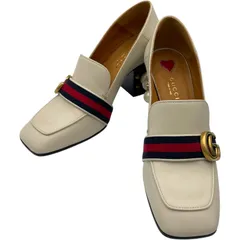 グッチ GUCCI GGマーモント ヒールローファー グレー レザー レディース ローファーのサムネイル