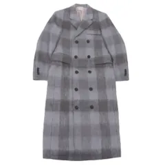 超美品 トムブラウン THOM BROWNE 現行タグ MOC838A モヘア バッファローチェック ダブルブレスト チェスターコート ０グレー メンズ 旅 ほぼ未使用のサムネイル