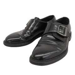 美品 ドルチェ＆ガッバーナ DOLCE&GABBANA 現行シルバータグ キルティング インソール シングルモンク レザー シューズ 7 26-26.5cm 黒のサムネイル