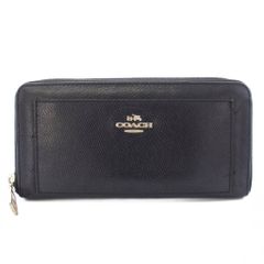 COACH コーチ 長財布 ラウンドジップ レザー 無地 ネイビー - メルカリ