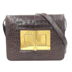 美品 トムフォード TOM FORD 現行タグ LL228T ナタリア ターンロック クロコダイルレザー ショルダー クロスボディバッグ バーガンディー 希少のサムネイル