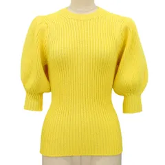 超美品 セシリーバンセン CECILIE BAHNSEN 現行タグ PF20-0079 MADDY TOP パフスリーブ ナイロン ニットトップス XS レディース 黄色のサムネイル