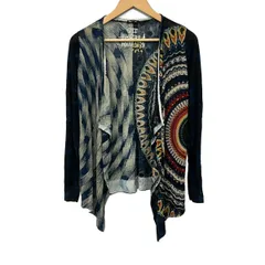 Desigual(デシグアル) カーディガン サイズM レディース - 黒×ネイビー×マルチ 長袖/ラインストーン/スタッズ/変形デザインのサムネイル