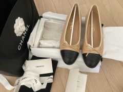 CHANEL シャネル バレエシューズ グレージュ 38C - メルカリ