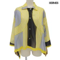 超美品 エルメス HERMES 2021年商品 シェーヌダンクル シースルー コットン モスリン ブラウス シャツ 34 レディース 21ssのサムネイル
