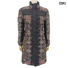 超美品  エトロ ETRO 2018年商品 スタンドカラー ロング ダウン コート 42 レディース 黒 数回使用程度のサムネイル