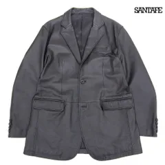 超美品 サンタフェ SANTAFE 現行タグ 0890-160-54107 ラムレザー テーラード ジャケット 黒 52 L 2つ釦 2B メンズ ビジネス 旅 ほぼ未使用のサムネイル