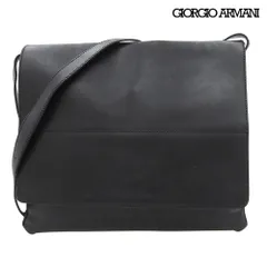 美品 ジョルジオアルマーニ GIORGIO ARMANI メタルロゴ 斜め掛け ショルダーバッグ 黒 メンズのサムネイル