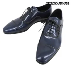 箱付未使用 ジョルジオアルマーニ GIORGIO ARMANI パテントレザー ストレートチップ キャップトゥ シューズ 6 25cm メンズのサムネイル