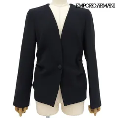 超美品 エンポリオアルマーニ Emporio Armani 2020年商品 ノーカラー 1つボタン ジャケット フォーマル レディース S サイズ1 ネイビーのサムネイル