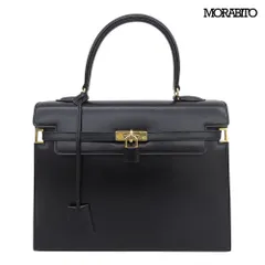 超美品 モラビト MORABITO スカラ28 ボックスカーフ レザー ハンドバッグ ゴールド金具 ブラックのサムネイル