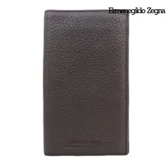 超美品 エルメネジルド ゼニア Ermenegildo Zegna シュリンクカーフ レザー 二つ折り財布 ロングウォレット ダークブラウン メンズのサムネイル