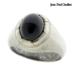 良品 ジャンポールゴルチエ JEAN-PAUL GAULTIER アクセサリーライン オニキス カボション リング 天然石 SV925 サイズ15号 メンズのサムネイル