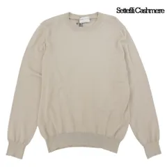 タグ付き未使用 セッテフィーリカシミア Settefili Cashmere コットン 100％ ハイゲージ クルーネック ニット サイズ42 ベージュ オートミール メンズのサムネイル
