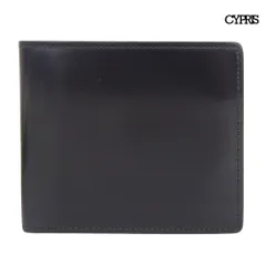 超美品 キプリス CYPRIS 現行 オイルシェルコードバン シラサギ レザー 二つ折り 財布 ブラック×ネイビー 箱付き 定価36300円 メンズのサムネイル