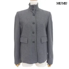 美品 ミュウミュウ MIUMIU 90sアーカイブ イタリア製 スタンドカラー ウールジャケット グレー サイズ40 ヴィンテージ レディースのサムネイル