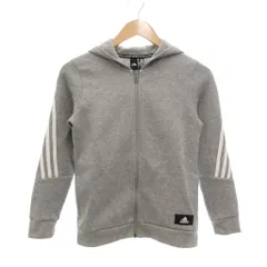 アディダス adidas パーカー フーディー 150 グレー ジップアップ 長袖 側章 /NU ■ECF005
