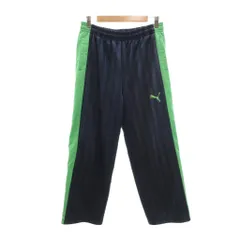 プーマ PUMA トラックパンツ ジャージ S 紺 ネイビー 黄緑 ライトグリーン サイドライン ウエストゴム /NU ■ECF005のサムネイル