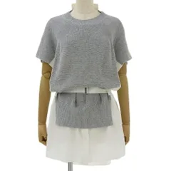超美品 サカイ sacai 2018年商品 18-03637 Classic Cotton Knit Dress 半袖 ニット切り替え ドッキングワンピース 1のサムネイル