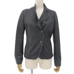 超美品 エンポリオアルマーニ EMPORIO ARMANI 黒タグ ラムレザー ライダース ジャケット 38 グレー レディースのサムネイル