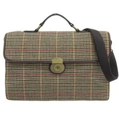 超美品 フォッシル 2018年 Estate Portfolio MBG9182 ギンガムチェック レザー 2way ショルダー ブリーフ メッセンジャー バッグ メンズのサムネイル