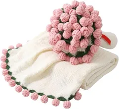 Maatsu 花束ブランケット ブーケブランケット 毛布 110cm 160cm 洗える ギフト プレゼント 誕生日 母の日 (ピンク,  110cm)