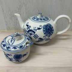 希少☆東ドイツ製ブルーオニオン ティーポット・シュガー・クリーマー