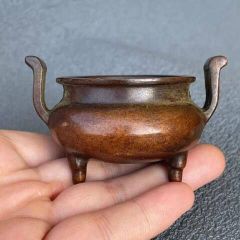 唐金製 薄端 鬼面 花瓶 花入 水盤 共耳つき瓶 三足 華道 - メルカリ