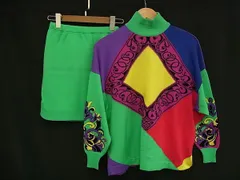 ■極美品～■ GIANNI VERSACE ジャンニ ヴェルサーチ タートルネック ニット スカート サイズ 0 洋服 2点セット グリーン系 FR6471のサムネイル