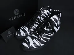 ■極美品■ VERSACE ヴェルサーチ メデューサ レザー ゼブラ シマウマ ハイカット スニーカー サイズ38 (約25cm) 靴 シューズ FW0300のサムネイル