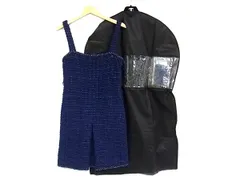 ■美品■ CHANEL シャネル P45558V33559 ココボタン コットン ツイード ノースリーブ ワンピース サイズ 38 洋服 ネイビー系 HA3142のサムネイル