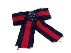 GUCCI グッチ キャンバス リボン パール ビジュー ブローチ - メルカリ