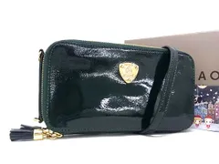 ■新品同様■ ATAO アタオ アミュレット パテントレザー クロスボディ ショルダーウォレット 長財布 ウォレット グリーン系 FX6438のサムネイル