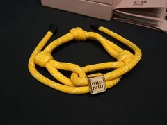 ■新品同様■ miumiu ミュウミュウ コード ブレスレット アクセサリー レディース イエロー系 BR3064のサムネイル