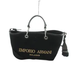 エンポリオアルマーニ EMPORIO ARMANI ハンド ショルダーバッグ 2WAY トート ウール レザー ロゴ 黒 ブラック ■GY18 /MQのサムネイル