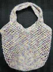 【匿名配送】ハンドメイド　カギ編みバッグ　メッシュバッグ　エコバッグ　フリンジ調