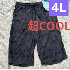 メンズ ハーフパンツ 黒柄ルームウェア 短パン　超クール 4L 冷感のサムネイル