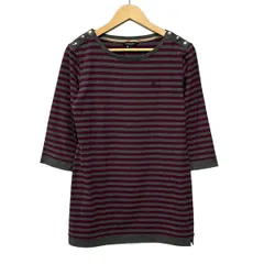Burberry LONDON(バーバリーロンドン) チュニック サイズ1 S レディース - ダークグレー×パープル クルーネック/七分袖/ボーダーのサムネイル