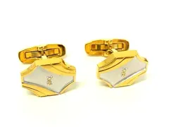 ■美品■ YVESSAINTLAURENT イヴサンローラン カフスボタン カフリンクス ビジネス メンズ 紳士 ゴールド系×シルバー系 DN1642のサムネイル