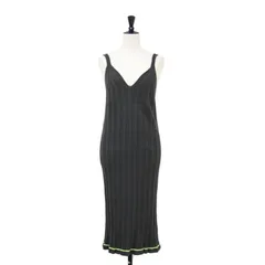 MM6 Maison Margiela メゾンマルジェラ ワンピース チャコールグレー イエロー サイズ:S | 20春夏 コットン リブニット キャミソール ワンピース | ミディ丈 Vネック 配色 ライン | トップス ドレス【レディース】【中古】のサムネイル