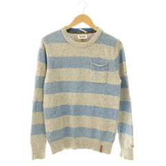 ヒルフィガーデニム HILFIGER DENIM ニット セーター ストライプ エルボーパッチ S スモークブルー グレージュ マルチカラー /ESのサムネイル