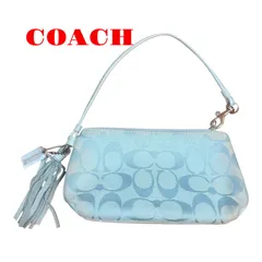 COACH コーチ　リスレットポーチ　シグネチャー　水色のサムネイル