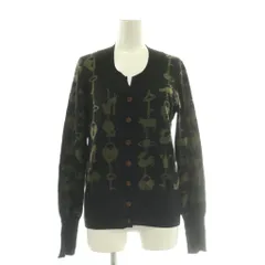 ヴィヴィアンウエストウッドレッドレーベル Vivienne Westwood RED LABEL ニットカーディガン 長袖 ウール 総柄 バイカラー 3 カーキ 黒 ブラック /BB ■GY19のサムネイル