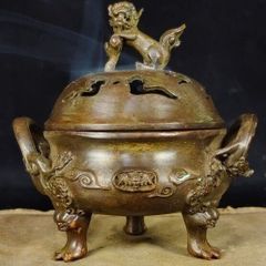 お値下げしました、三浦竹軒 青交趾 獅子香炉 二重箱 共箱 - メルカリ
