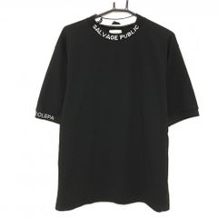 [Excellent Condition] Salvage Public Short-Sleeve High-Neck Shirt, Black x White, Neck Logo, Men's Golf Wear