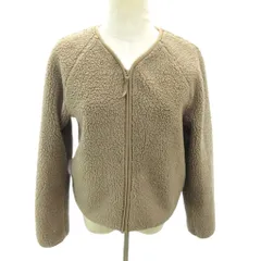 ユニクロ UNIQLO 美品 ソフトボアフリースVネックカーディガン ジャケット ブルゾン S 茶 ブラウン 241-439140 0216のサムネイル