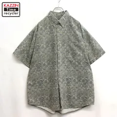 90s vintage 総柄 ボタンダウン コットン 半袖シャツ メンズ 表記Lサイズ