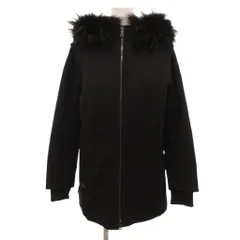 プラダスポーツ PRADA SPORT ジップコート 中綿 毛皮 ラクーンファー フード ミドル丈 42 黒 ブラック /JS ■GY42